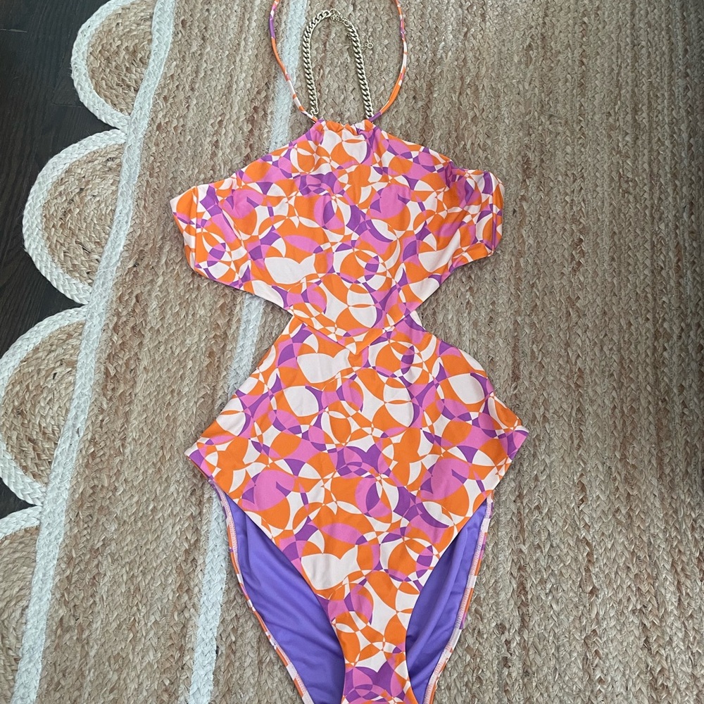 Show Me Your MuMu Orange and Purple One Piece Swimsuit